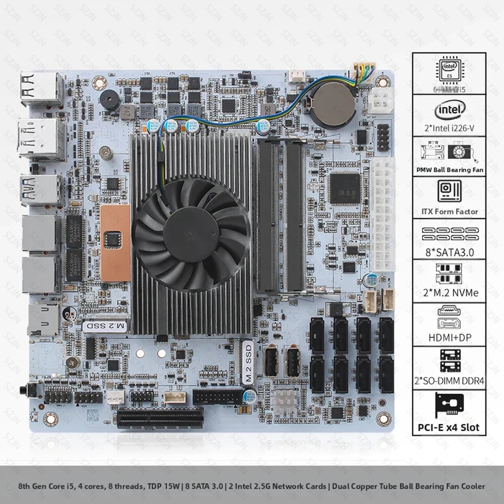 I5-8265U ES 8 SATA NAS Motherb - огляд і ціна Mini Itx Dual 2.5G Nas Motherboard